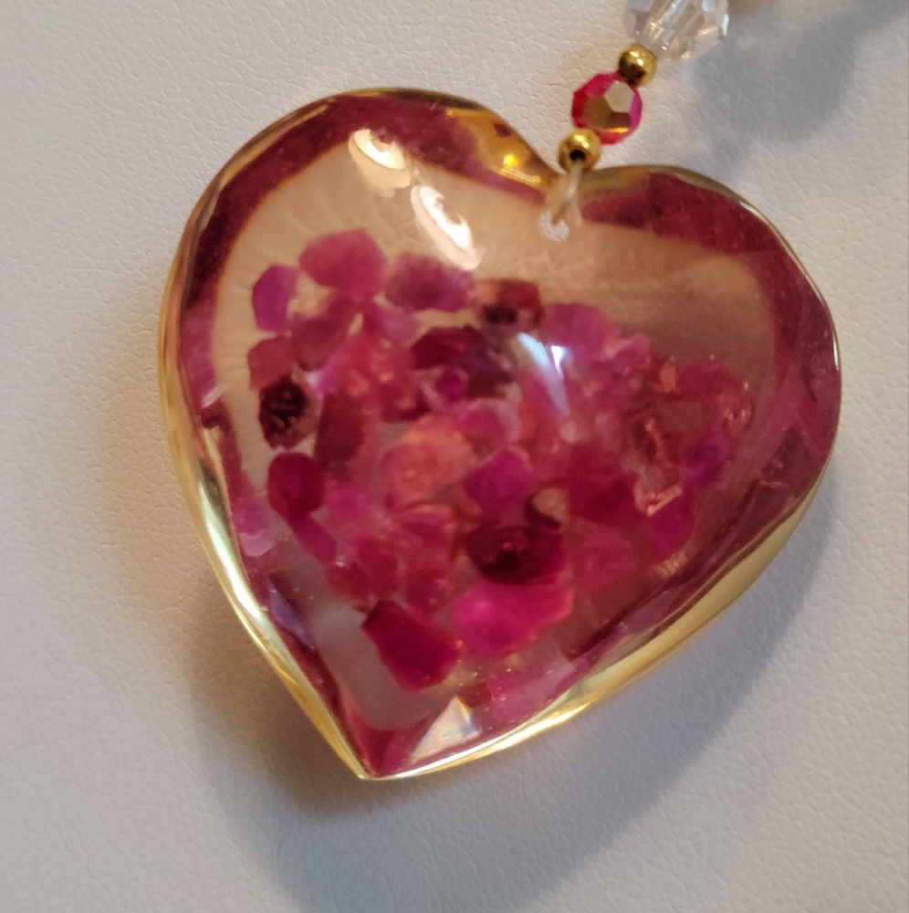 Beaded Necklace with Filled Heart Pendant - Picture 3 of 5